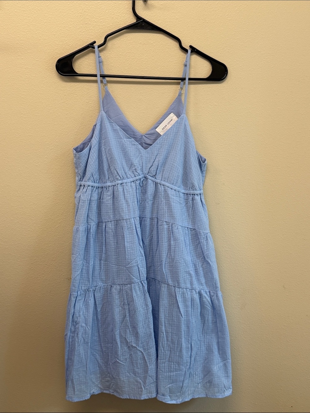 Dear John Blue Gauze Sundress SzXS Tiered Boho cotton summer Mini Dress